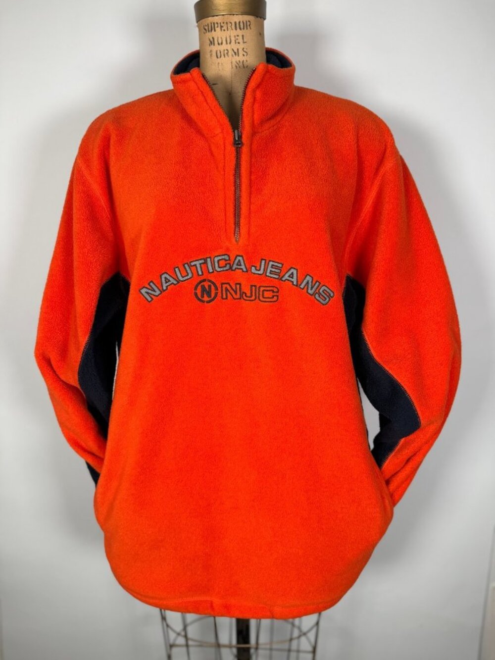 Vintage 90s Made in USA Nautica Jeans Fleece 1/4 Zip Sweatshirt